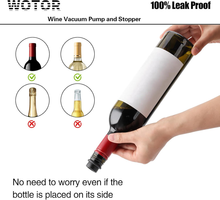Wine Vacuum Pump with 4 Wine Stoppers, Reusable Bottle Sealer, Black