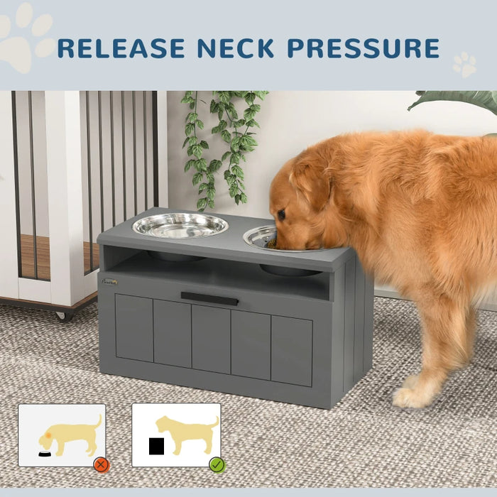 Elevated Dog Bowl Station with Storage