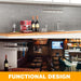 14-Inch Wine Glass Holder - Under Cabinet Metal Stemware Rack for Kitchen Bar - Single Rail Hanging Storage Hanger, Set 