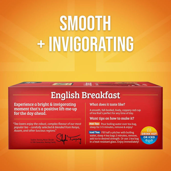 English Breakfast Black Tea Individually Wrapped Bags, 100 Count (Pack of 1), Smooth, Flavourful, and Robust, Caffeinated, Enjoy Hot or Iced, 100 Teabags