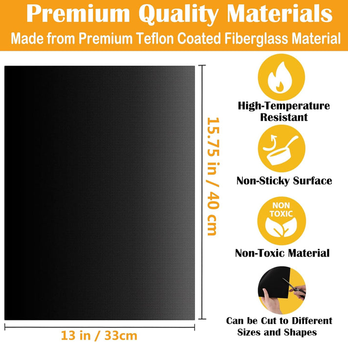 Grill Mats for Outdoor Grill, Grill Mat Non Stick Set of 5