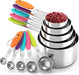 Nesting Measuring Cups and Spoons Set, Stainless Steel with Soft Silicone Handle – Heavy Duty & Dishwasher Safe for Meas