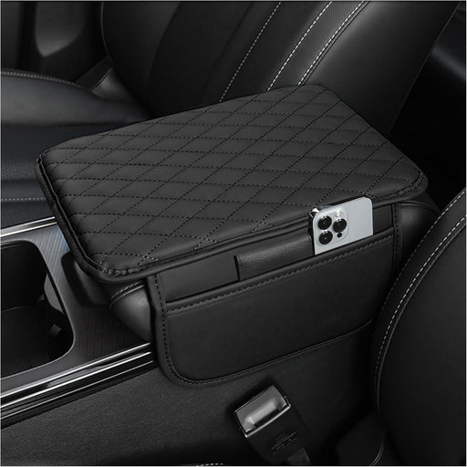 Upgraded Car Center Console Cover,Microfiber Leather Car Armrest Cover Cushion with 2 Storage Bags,Universal Car Armrest