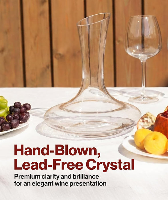 Large Elegant Crystal Wine Decanter with Built-in Aerator