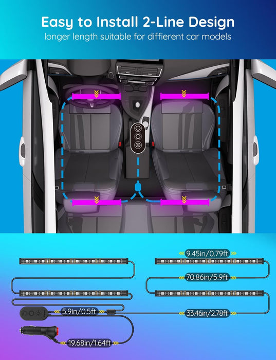 Car LED Lights, RGB Smart Car Interior Lights, App Control