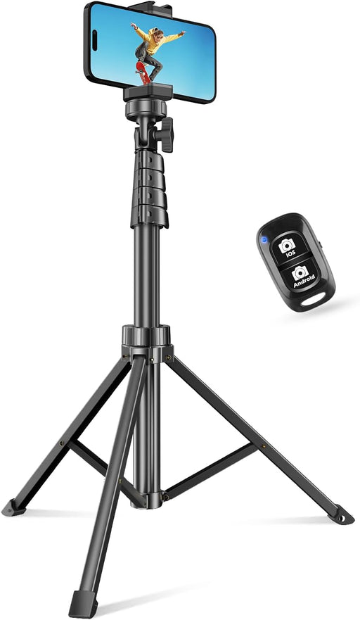 62" Phone Tripod, Extendable Selfie Stick with Wireless Remote