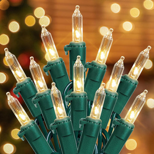 2 Pack Warm White Christmas Lights, 50-Count Green Wire