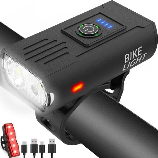 Bike Light, High Lumens Super Bright Bicycle Lite, 6+4 Modes USB Rechargeable Bike Headlight & Taillight Set, Waterproof