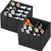 Shoe Organizer for Closet, 2 Pack Foldable Shoe Storage Containers Baskets Boxes Bins w/Adjustable Dividers, Fits 16-32 Pairs, Black