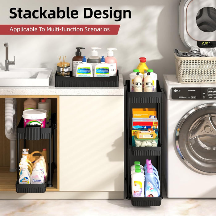 4-Pack 2-Tier Under Sink Organizer with Pull Out Drawers