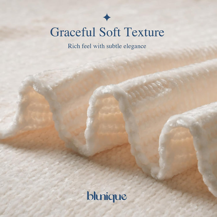 Chenille Throw Blanket for Couch, Cozy Soft Blanket Lightweight Decorative Throw for Living Room Sofa Chair, Stylish Home Decor, Ideal for Gifting, Ivory 50"x60"