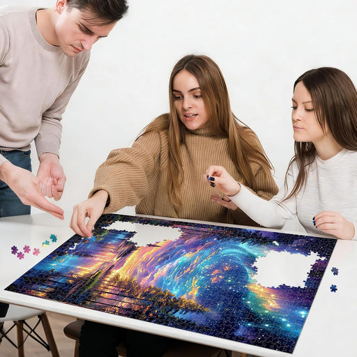 Starry Aurora Lake Puzzles for Adults 1000 Pieces,Interlocking No Dust