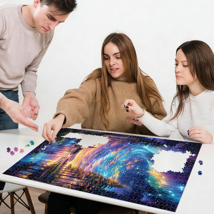 Starry Aurora Lake Puzzles for Adults 1000 Pieces,Interlocking No Dust