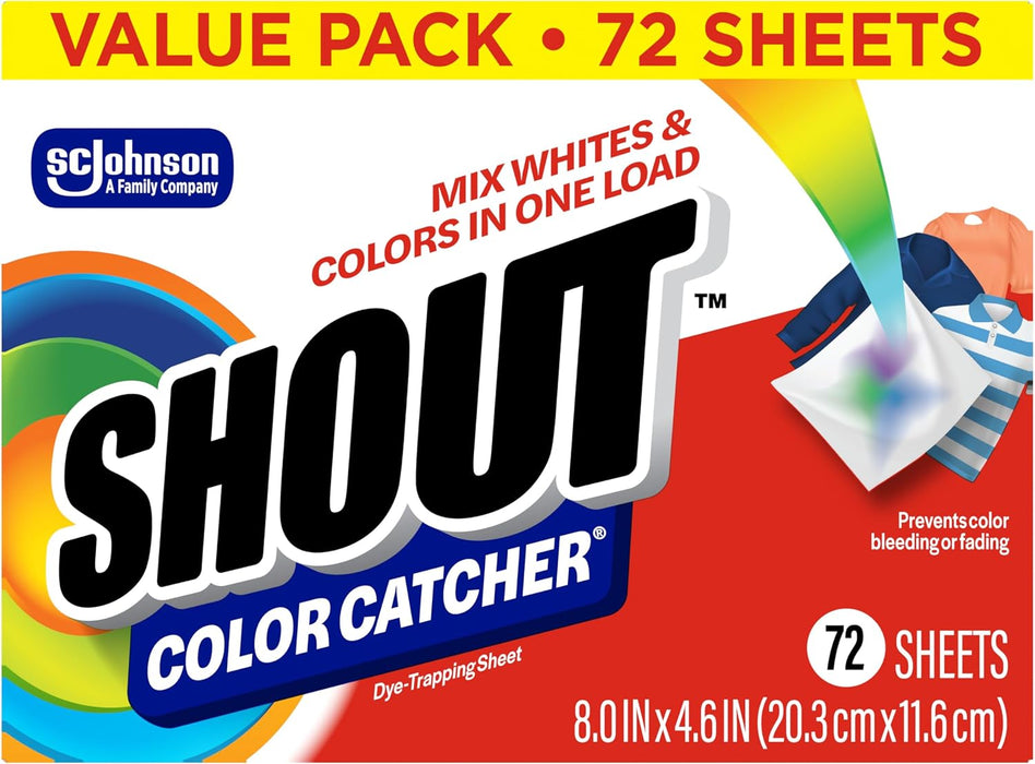 Shout Color Catcher Dye-Trapping Laundry Sheets, 72 Count, (1-Pack)