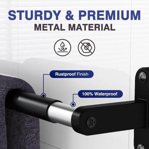 Matte Black 24" Towel Rack, Rustproof Wall Mounted Towel Bar