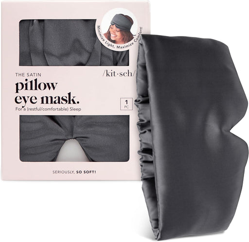 Satin Sleep Mask | Eye Masks for Sleep - Charcoal Black