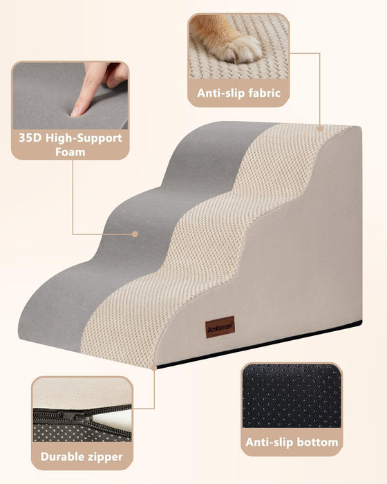 Dog Stairs for Small Dogs,3 Step Dog Ramp for Couch,Non-Slip Steps