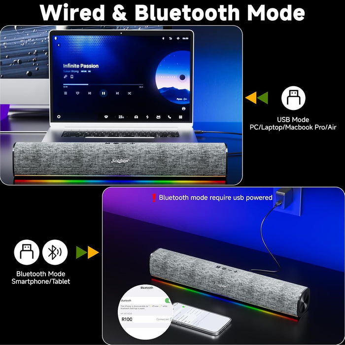 Bluetooth Computer Speakers for Desktop PC, USB Plug & Play