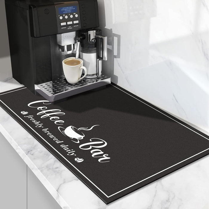 Fashion Coffee Mat, Dish Drying Mat 12" x 20" Black