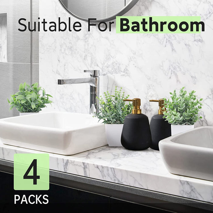4 Pack 7" Mini Fake Plants, Artificial Plants for Bathroom Decor