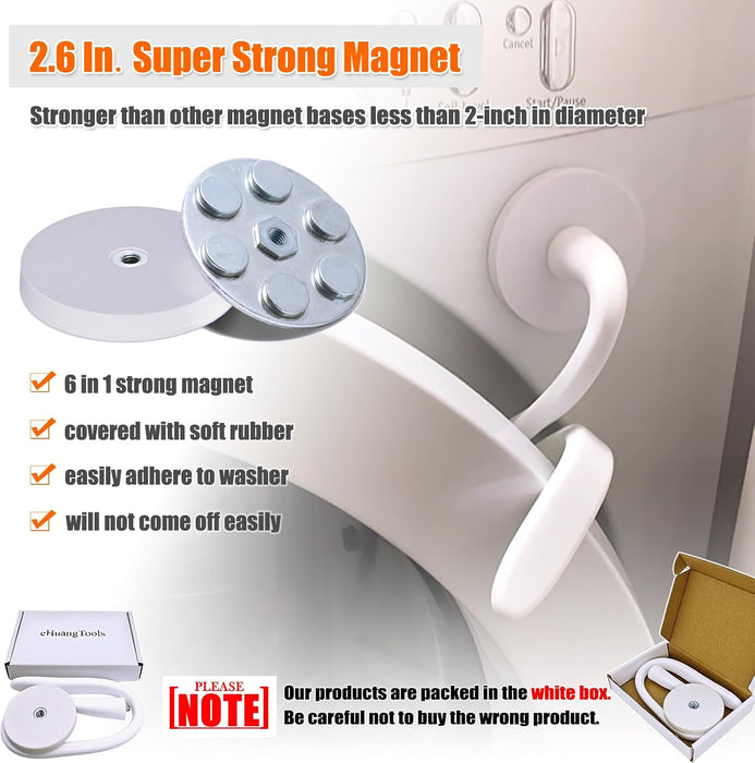 Front Load Washer Door Prop and Stopper - Magnetic Washing Machine Door Holder with 2.6-Inch Magnet Base, Removable Wash