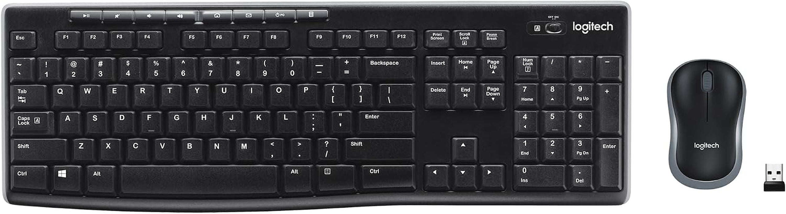 Logitech MK270 Full Size Wireless Keyboard and Mouse Combo - Black