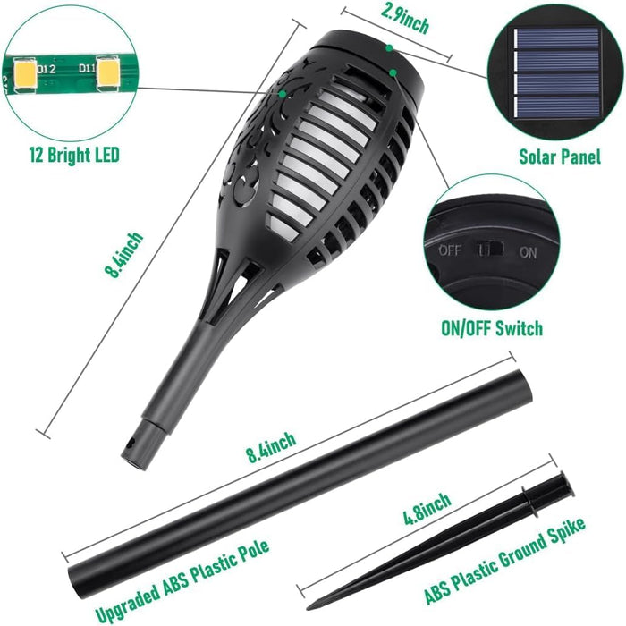 Solar Torch Light with Flickering Flame for Halloween Decorations