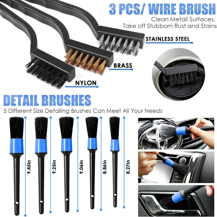 Car Cleaning Kit, Car Interior Detailing Kit with High Power Handheld Vacuum, Detailing Brush Set, Windshield Cleaner, C