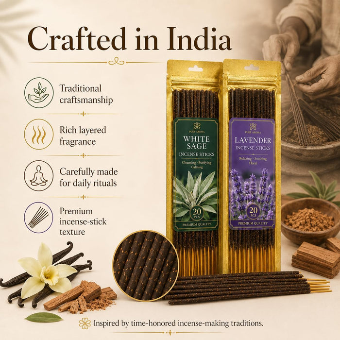 Natural Incense Sticks - 80 White Sage Sandalwood Lavender Vanilla