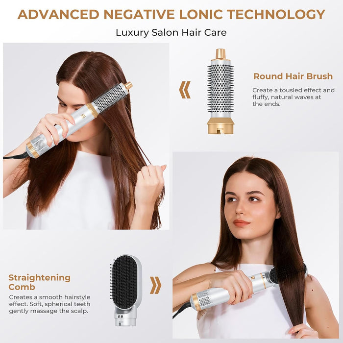 5 in 1 Hair Dryer Brush Set, Negative Ion Blow Dryer Brush Air Styler Curling Wrap Air Curler, Curling Iron Hair Styling