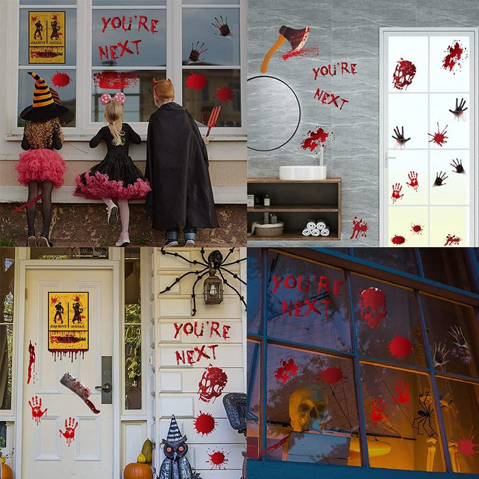 84Pcs Halloween Handprint Footprint Stickers Window Bathroom Floor Decor
