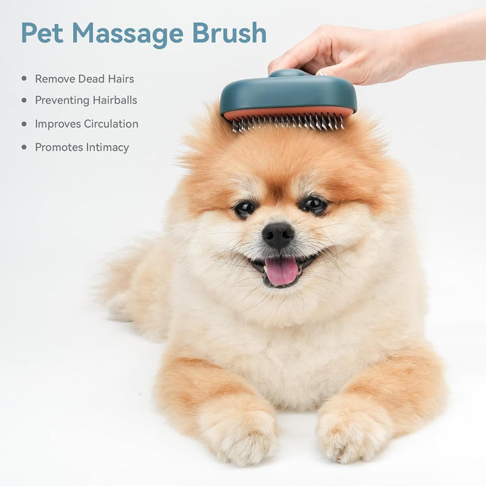 Skin Friendly Self-Cleaning Slicker Brush for Dogs & Cats, Gentle Pet Grooming Tool for Shedding & Deshedding, Efficient Hair Remover for Long & Short Haired Pets