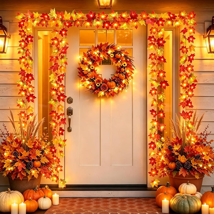 2 Pack Fall Decorations for Home Maple Leaf Lights Total 20ft 40 LED