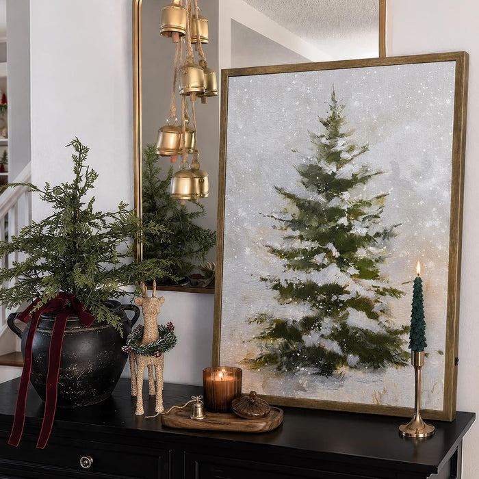 Christmas Decorations-18“ x 24" Lighted Framed Snowy Tree Canvas Wall Decor