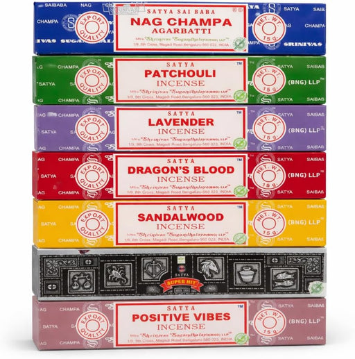 Incense Gift Set Nag Champa, Super hit, Dragon's Blood, Sandalwood, Patchouli, Lavender, Positive Vibes, 15 g