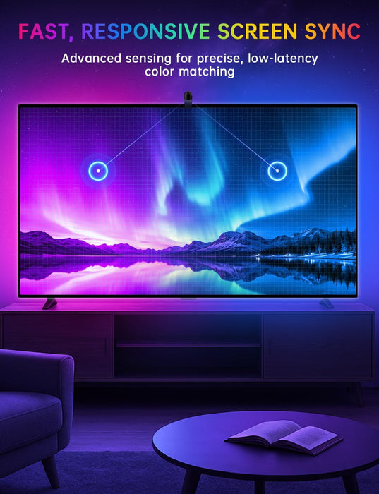 Upgraded TV LED Backlight with Sensor, LED Sync Lights for TV 55-65 Inch