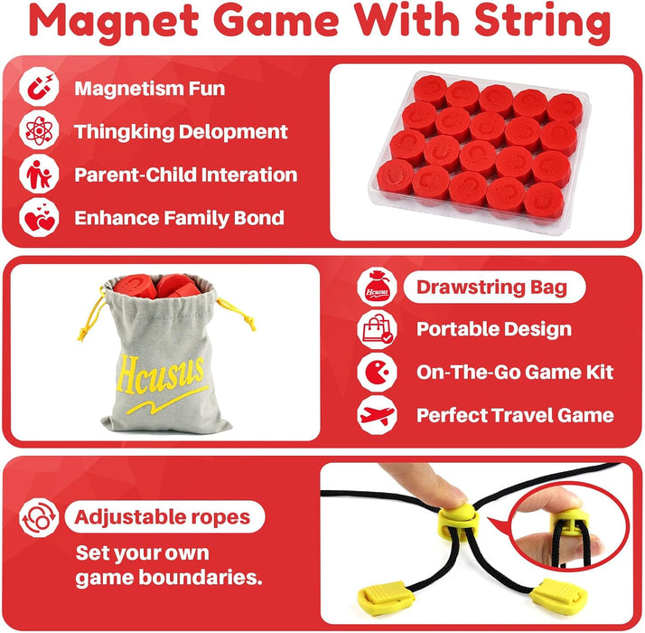 Magnet Game, Magnetic Game with String, Board Games for Adults and Kids 8-12, Portable Strategy Family Game for All Ages, Christmas Birthday Gifts for Kids, Fidget Toys for Family Travel & Game Night