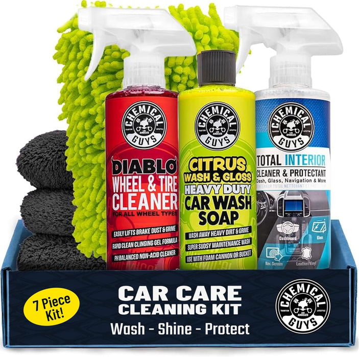 , 7-Piece Car Cleaning Kit, Wash, Wheel & Interior Cleaners