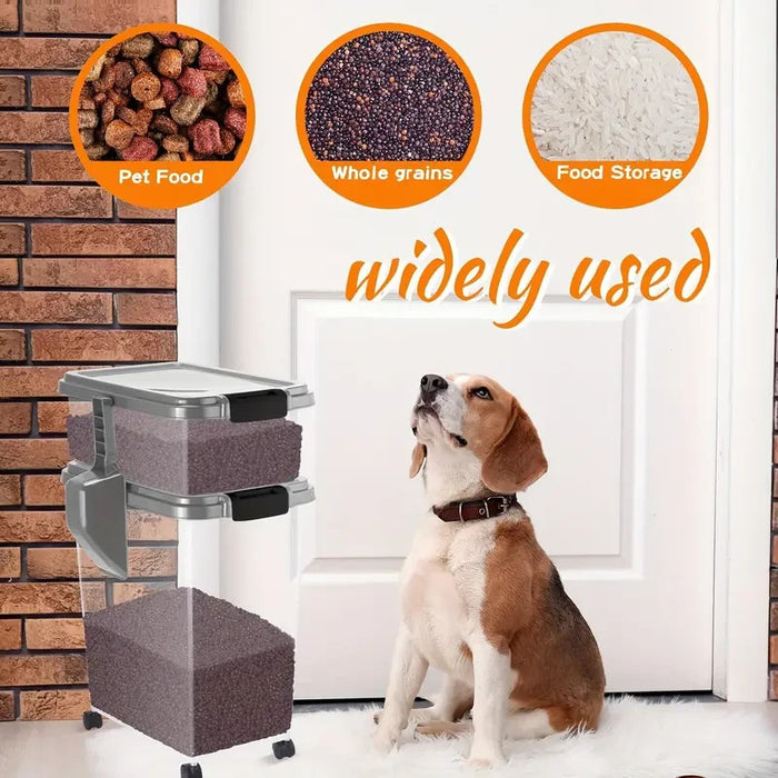 Airtight Rolling Pet Food Storage Container with Scoop