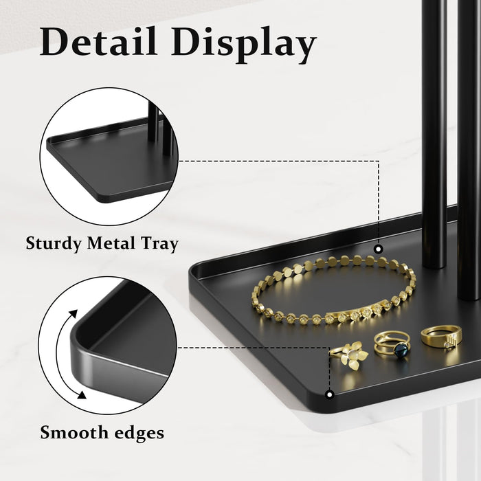 Black Jewelry Organizer: 14.5" Sturdy Stand for 80 Pcs Jewelry