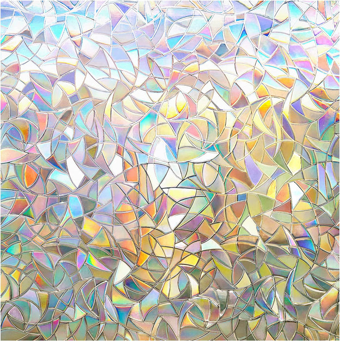Rainbow Window Privacy Film, Stained Glass Cling, 17.5" x 78.7"