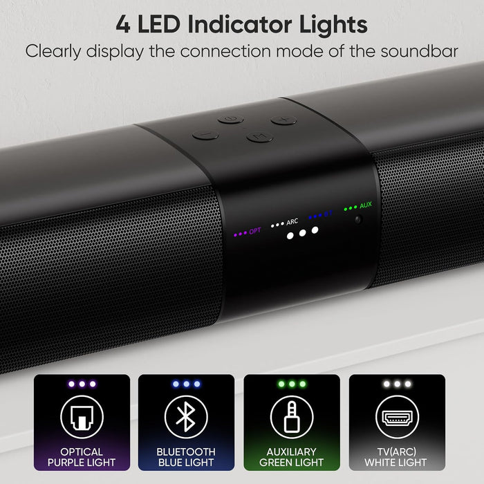 Sound Bar for Smart TV, 2‑in‑1 Detachable, 31" 80W Surround Sound