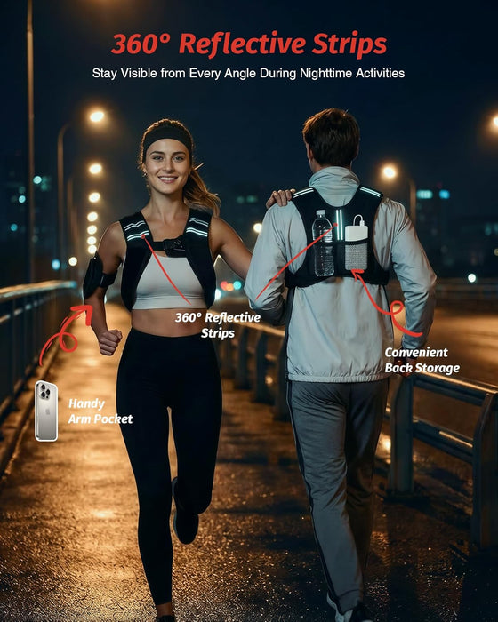 Weighted Vest, 6lb/8lb/12lb/16lb/20lb/25lb/30lb Weight Vest with Reflective Stripe for Workout, Strength Training, Running, Fitness, Muscle Building, Weight Loss, Weightlifting