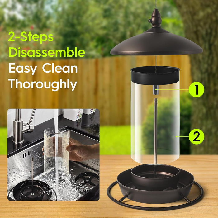 Pack of 2 - Metal Roof Bird Feeder for Backyard Birds, Bronze.