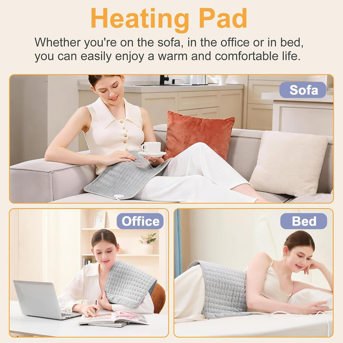 Heating Pad,Electric Heating Pad,Heating Pad for Back,Silvergray,24x12In