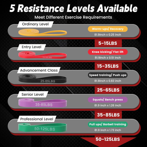 Pull Up Assistance Bands Set of 5 - Resistance Bands for Working Out, Exercise Bands for Pull Up Bands, Full Body Traini