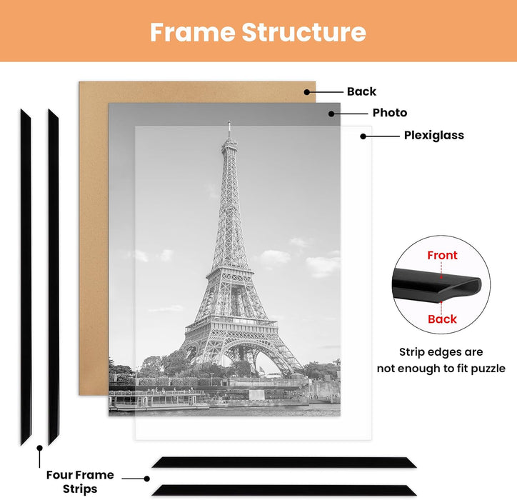 12x16 Poster Frame, Easy Slide-In Assembly, Black, 3 Pack