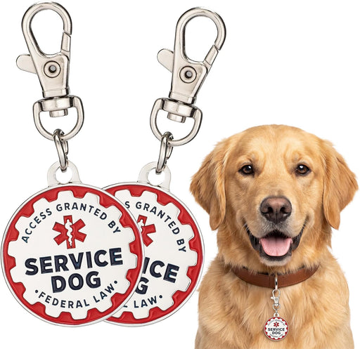 Service Dog Tags, 2-Pack Double-Sided Metal ID Tags