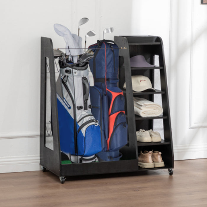 Two-Bag Wooden Golf Storage Rack