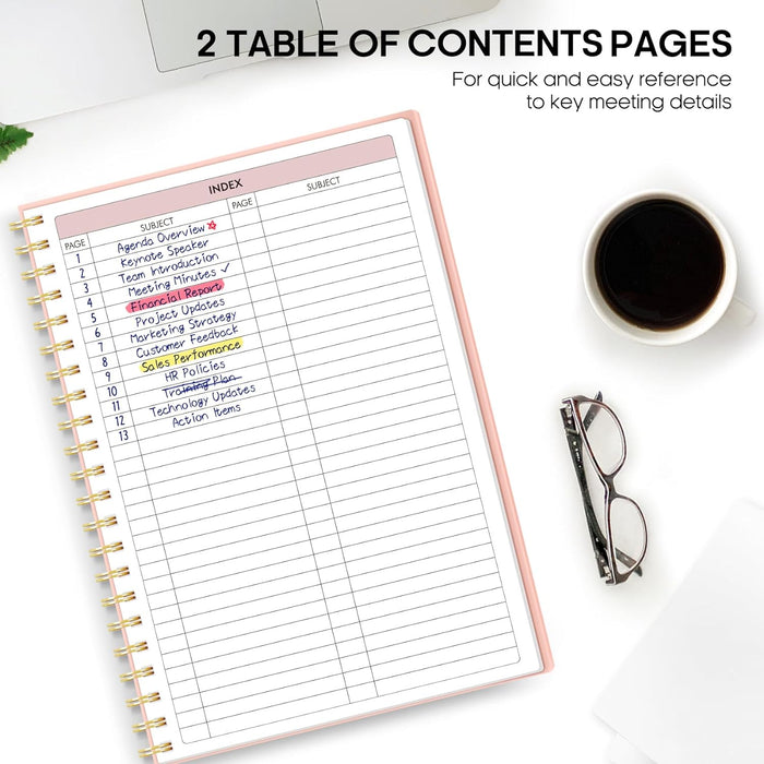 Meeting Notebook for Work, Meeting Planner, 6.9" X 9.9", 160 Pages